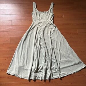 Green panel front a line dress